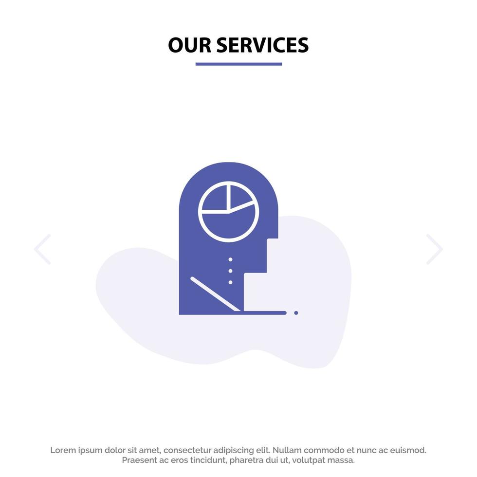 Our Services Human Profile Man Hat Solid Glyph Icon Web card Template vector