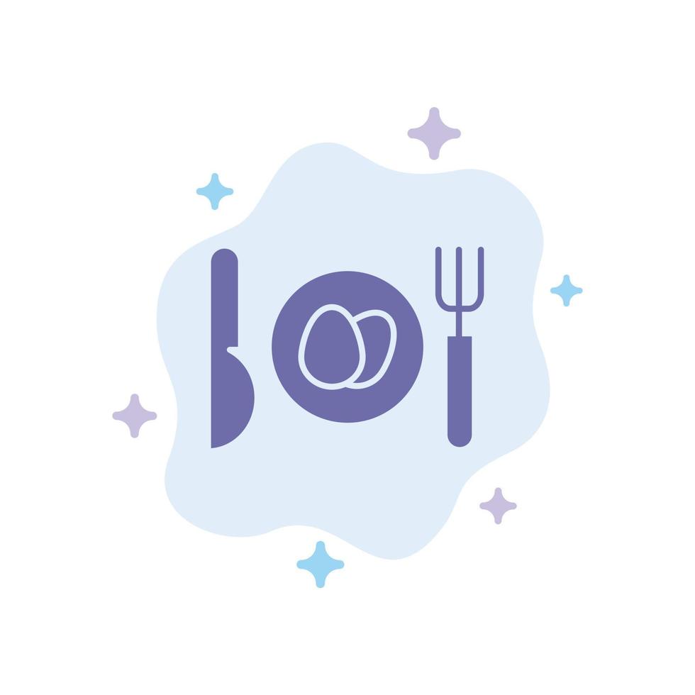 Dinner Egg Easter Blue Icon on Abstract Cloud Background vector