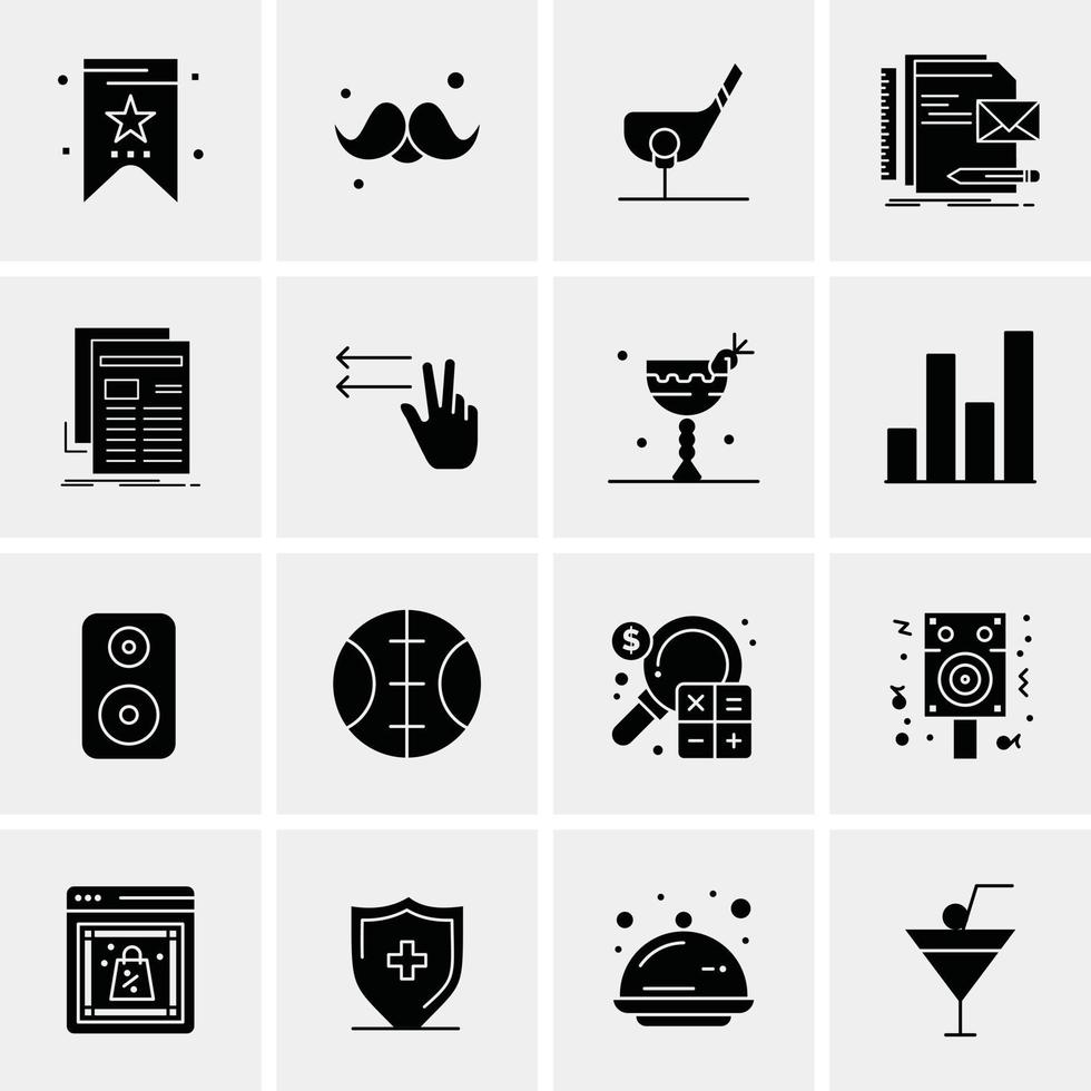 16 iconos de negocios universales vector ilustración de icono creativo para usar en proyectos relacionados con la web y dispositivos móviles