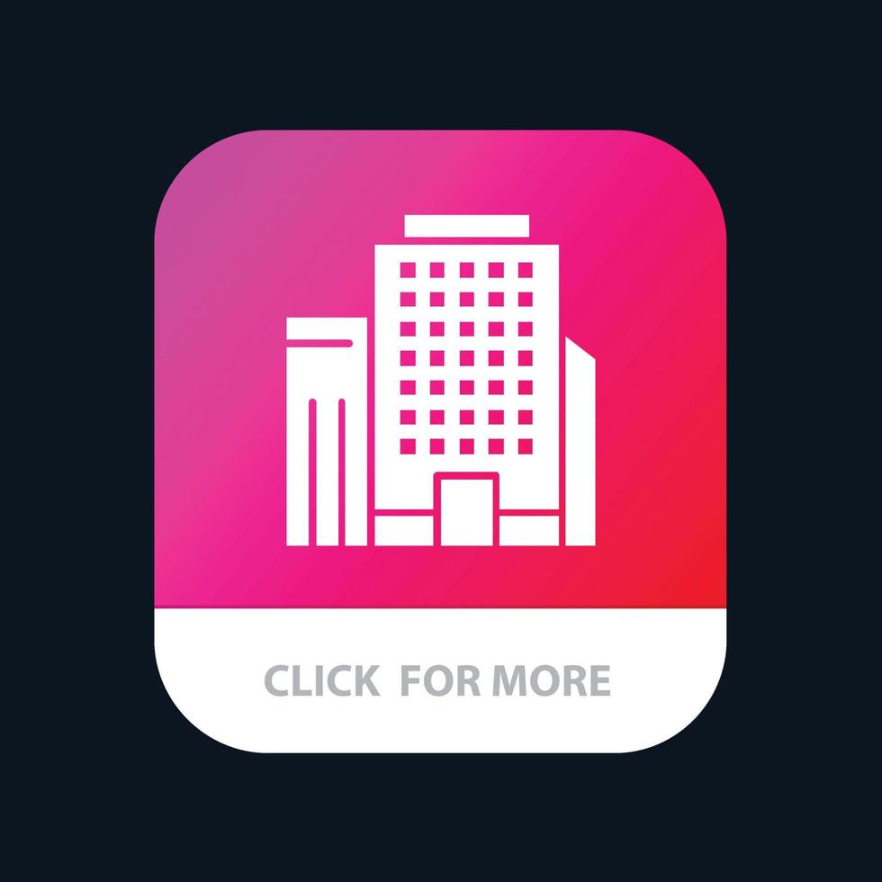 Office Building Job Mobile App Button Android and IOS Glyph Version vector