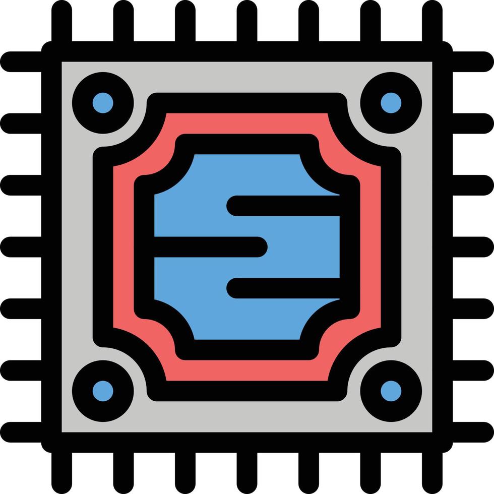 Cpu Microchip Processor  Flat Color Icon Vector icon banner Template