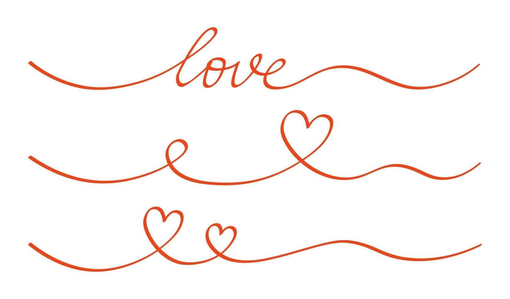 Heart and love swirl divider. vector