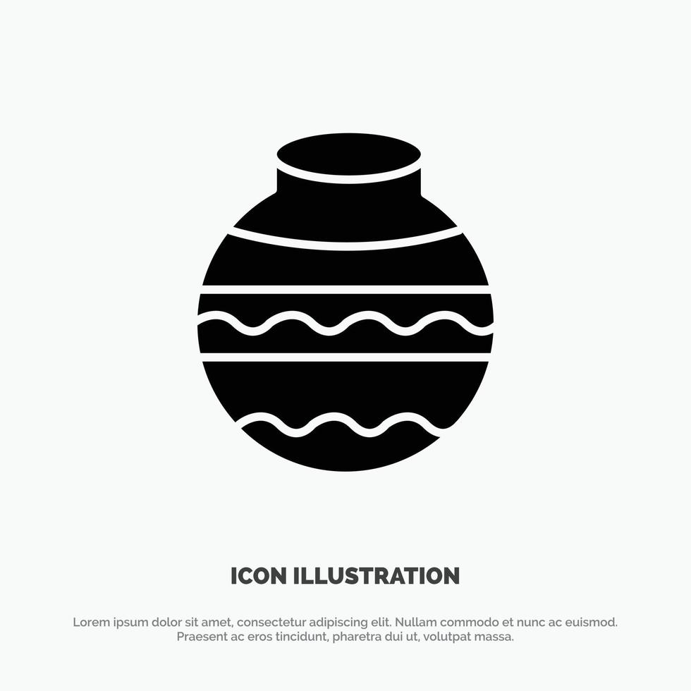Pot Sand Water Pongal Festival solid Glyph Icon vector