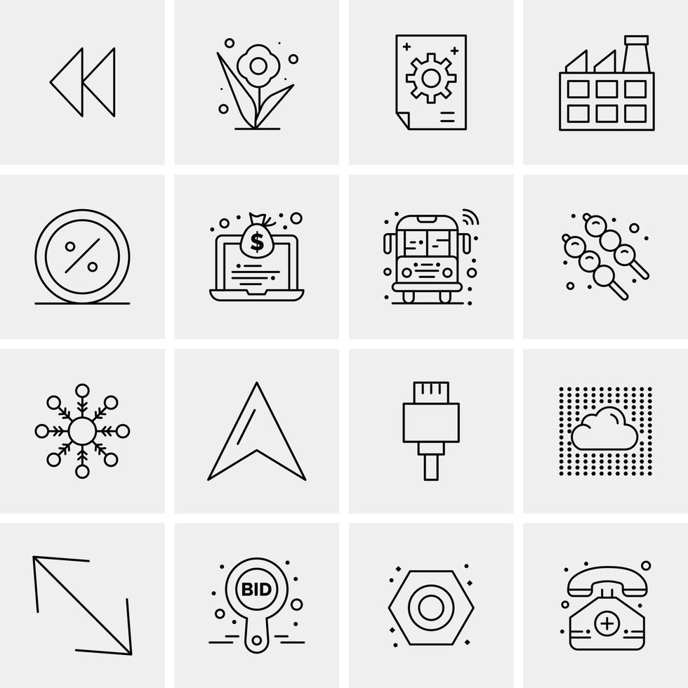 16 iconos de negocios universales vector ilustración de icono creativo para usar en proyectos relacionados con la web y dispositivos móviles