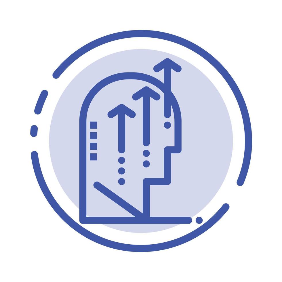 Emotional Growth Human Intelligence Mind Blue Dotted Line Line Icon vector