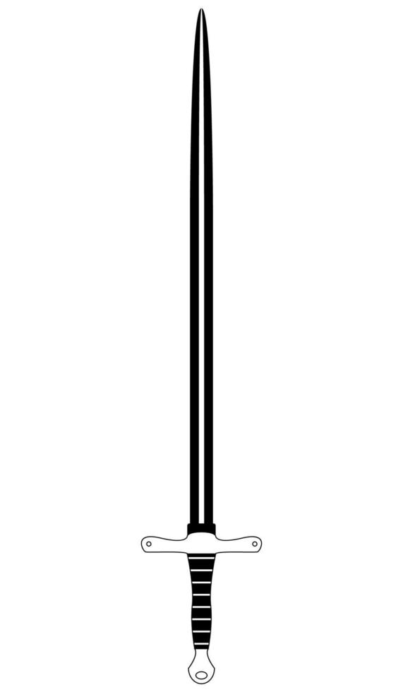 espada en estilo lineart. icono de espada negra simple. ilustración vectorial de contorno aislada sobre fondo blanco. vector