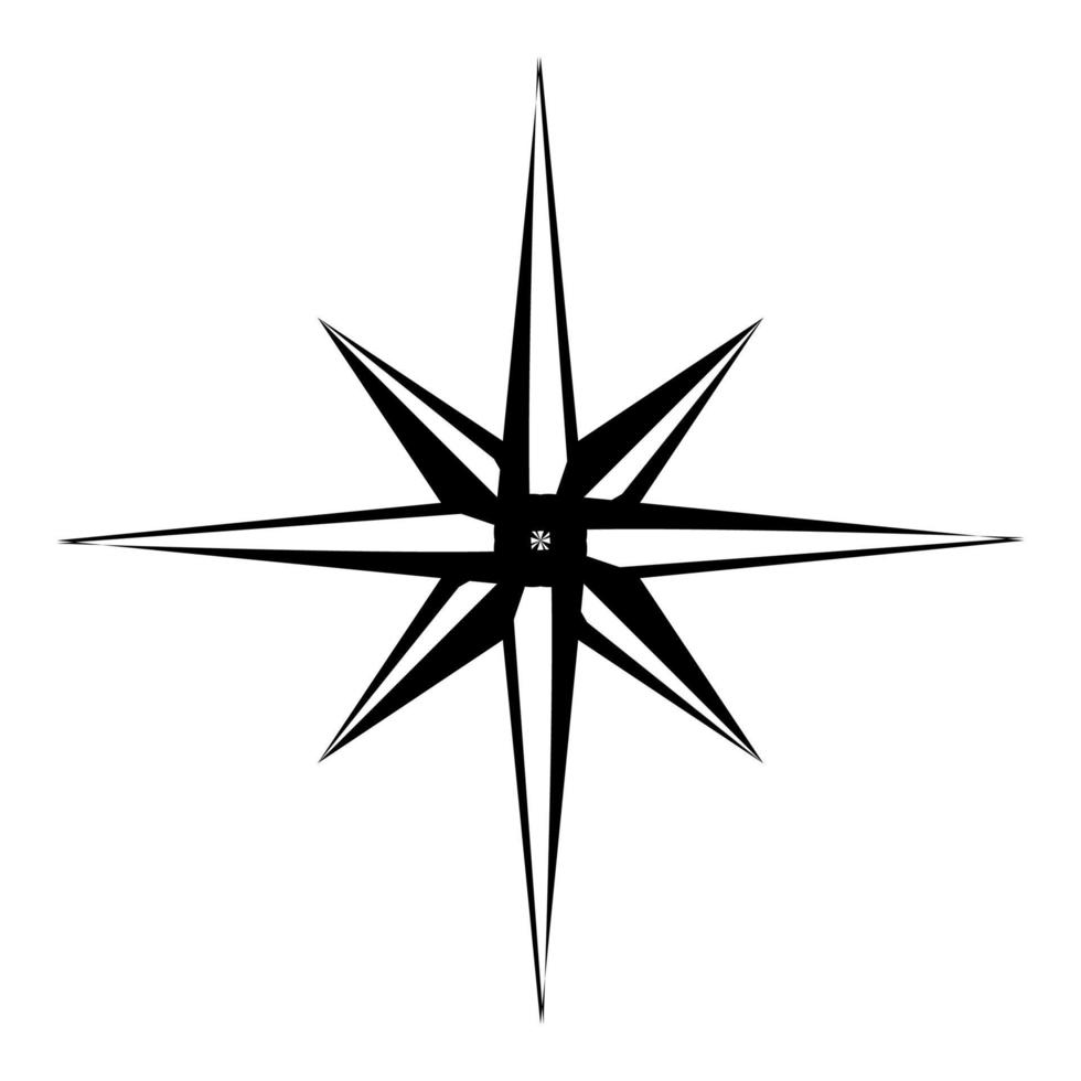 Compass star in lineart style. Outline vector illustration isolated on white background.