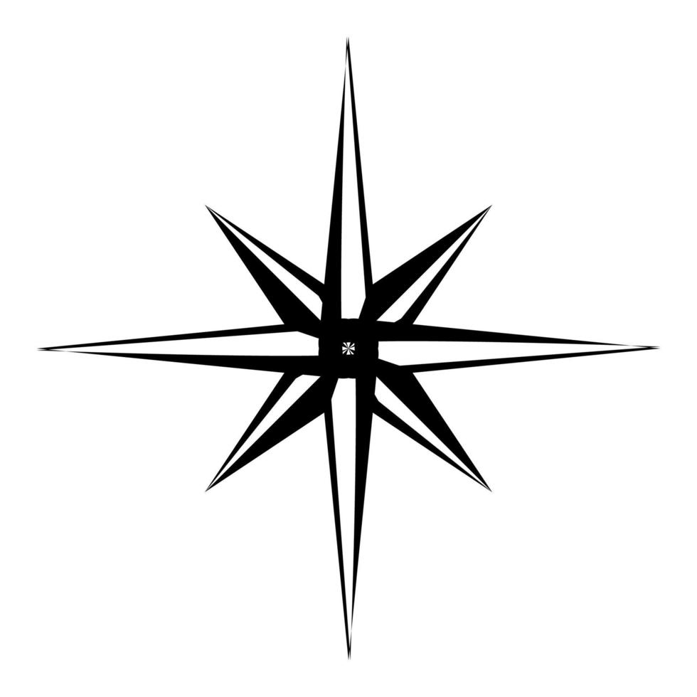 Compass star in lineart style. Outline vector illustration isolated on white background.