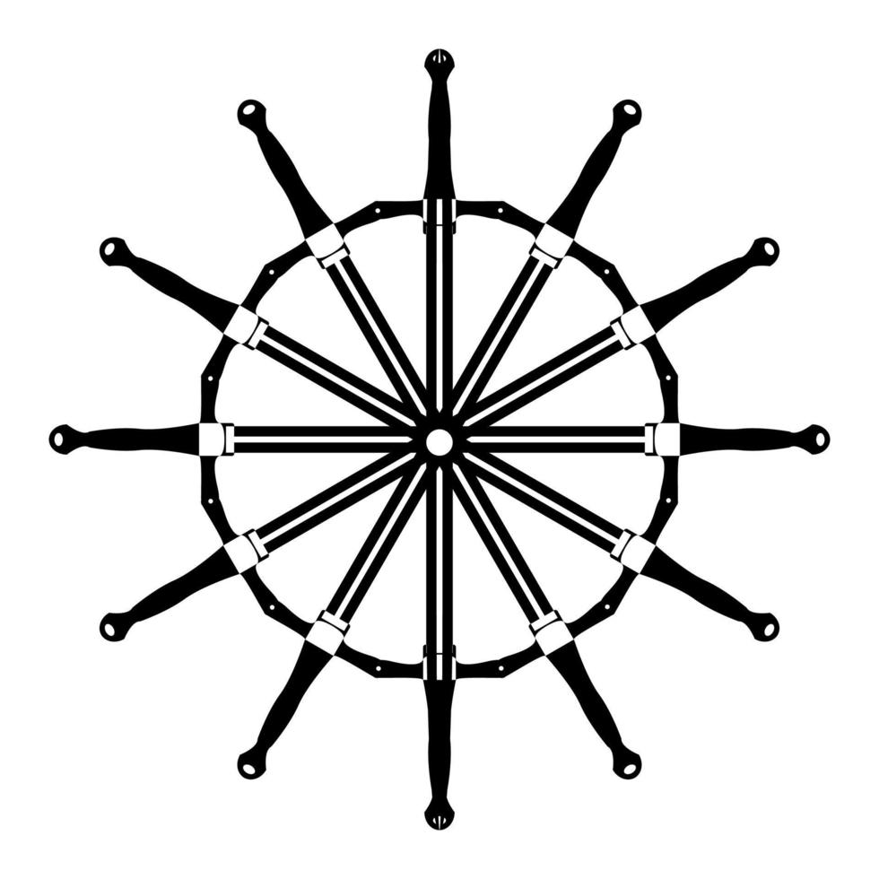Steering wheel in line art. Simple black steering wheel. Outline vector illustration isolated on white background.