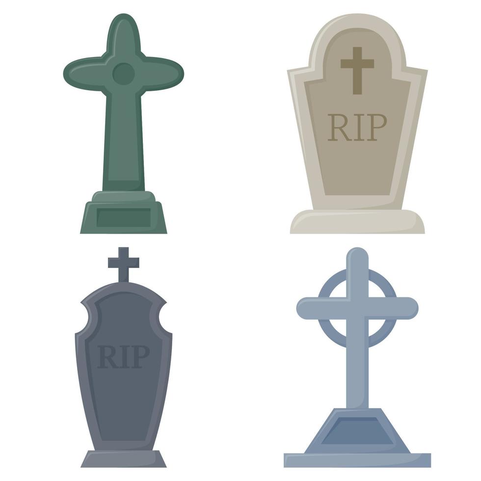 Set of Tombstone isolated on white background vector