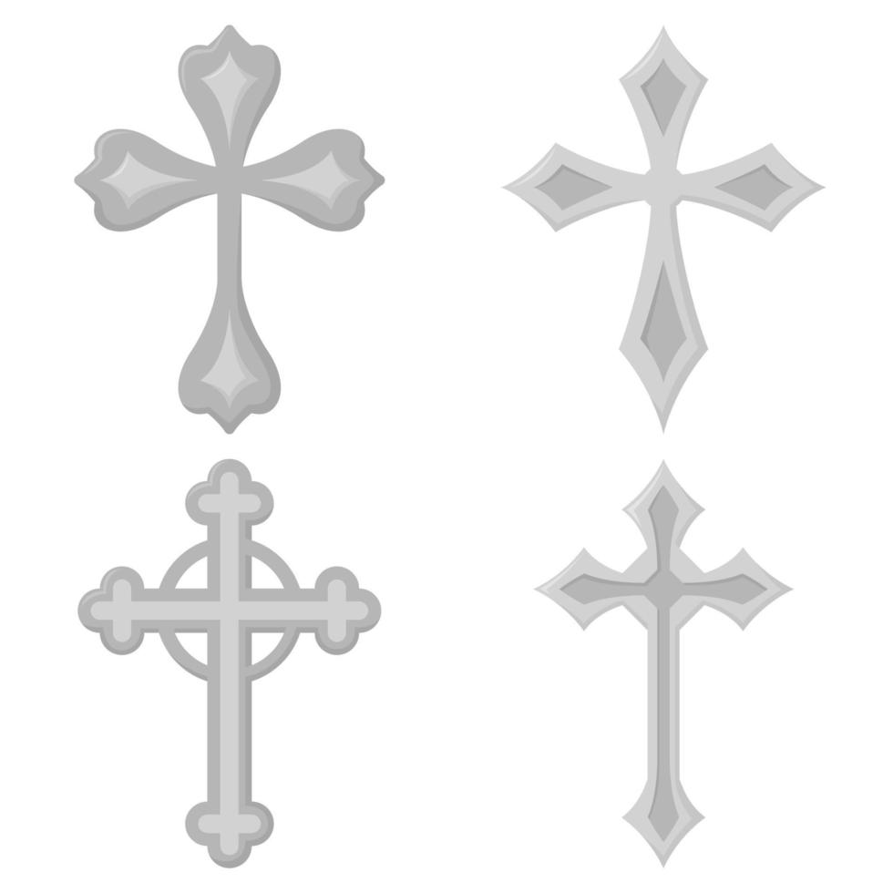 Set of Christian Cross isolated on white background vector