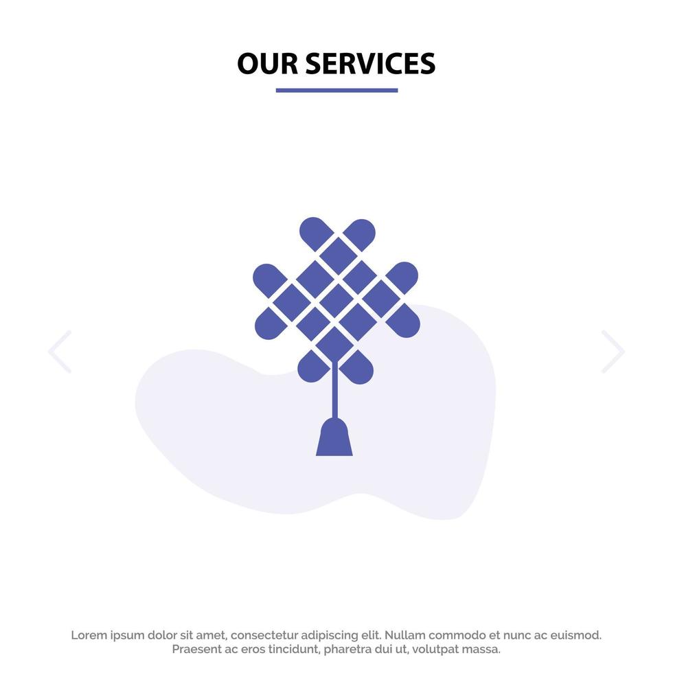 Our Services Chinese knot China Chinese Decoration Solid Glyph Icon Web card Template vector