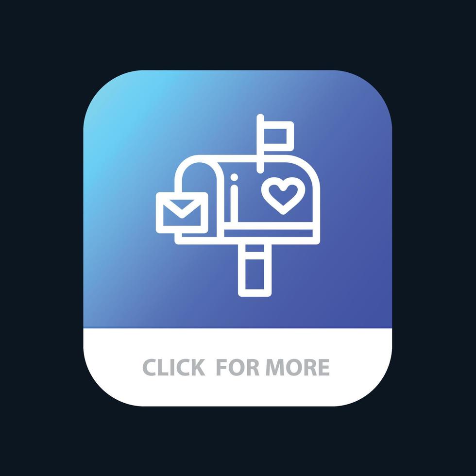 Mailbox Mail Love Letter Letterbox Mobile App Button Android and IOS Line Version vector