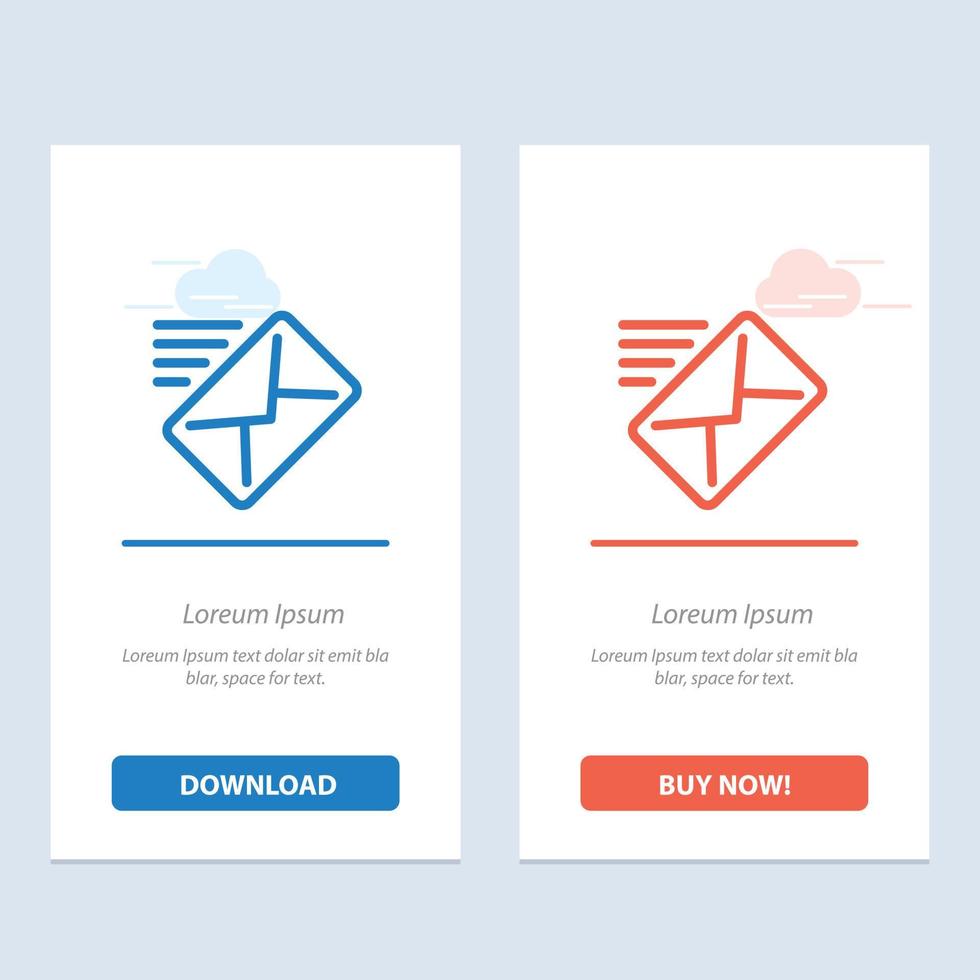Email Mail Message Sent  Blue and Red Download and Buy Now web Widget Card Template vector