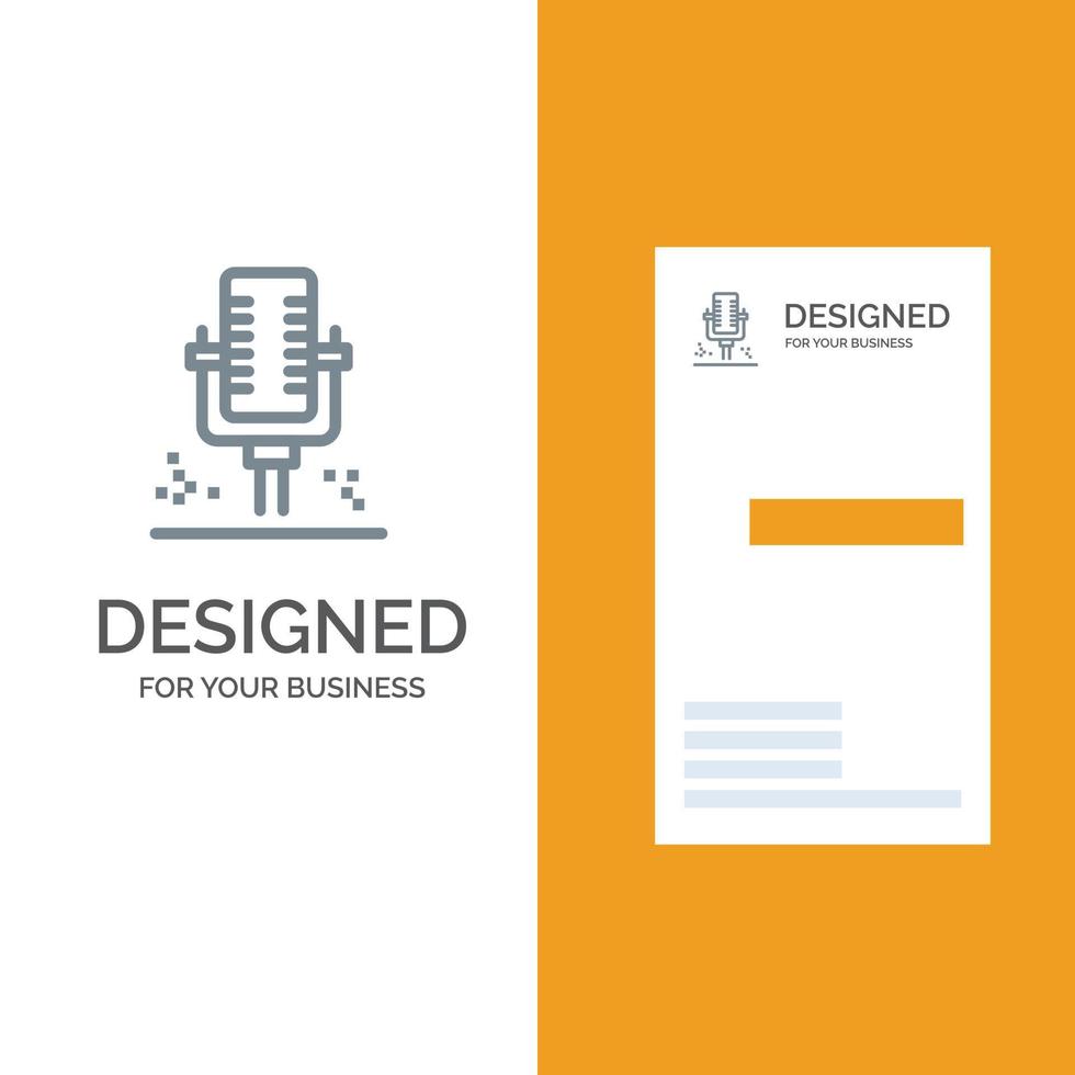 Mic Microphone Professional Recording Grey Logo Design and Business Card Template vector