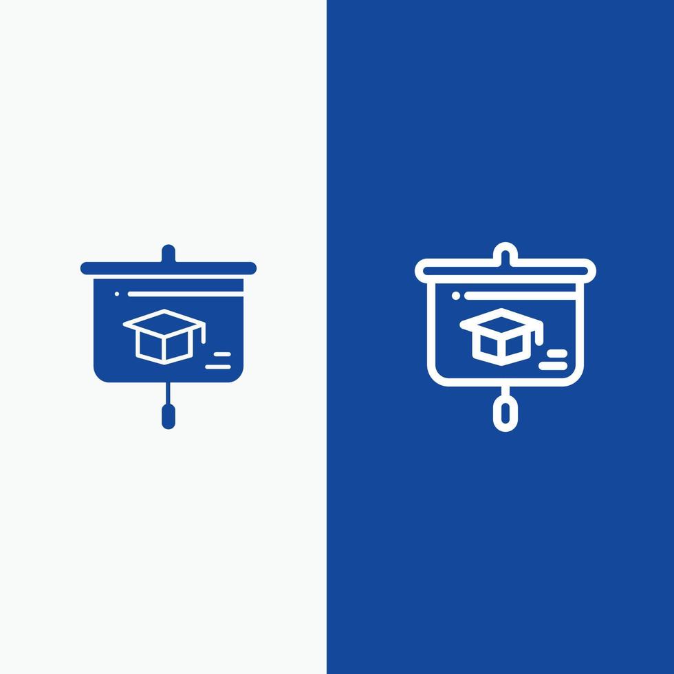 Chart Education Presentation School Line and Glyph Solid icon Blue banner Line and Glyph Solid icon vector