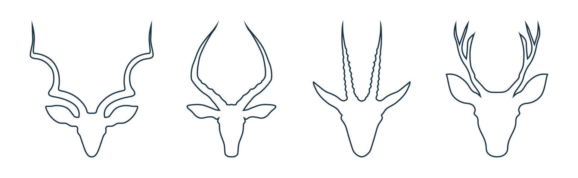 Deer head With Big horn illustration vector line art