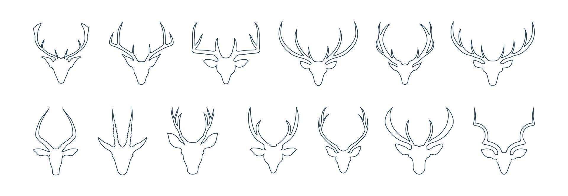 Deer head With Big horn illustration vector line art