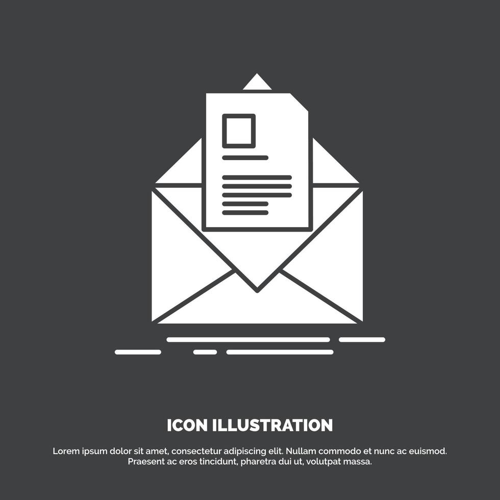 mail. contract. letter. email. briefing Icon. glyph vector symbol for UI and UX. website or mobile application