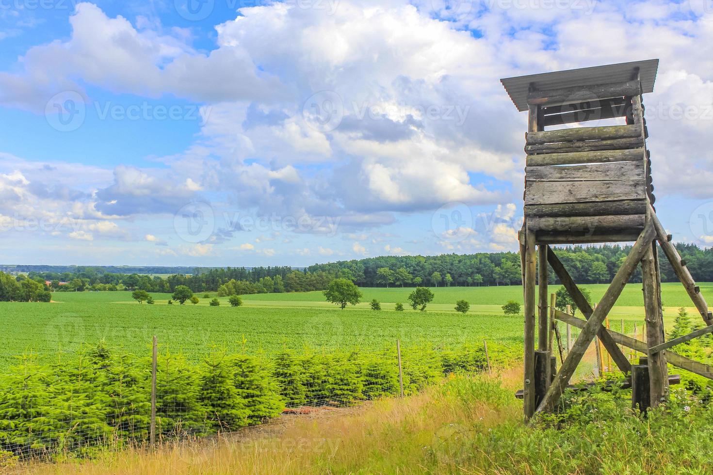 Watchtower shooting range in the forest by the field Germany. photo