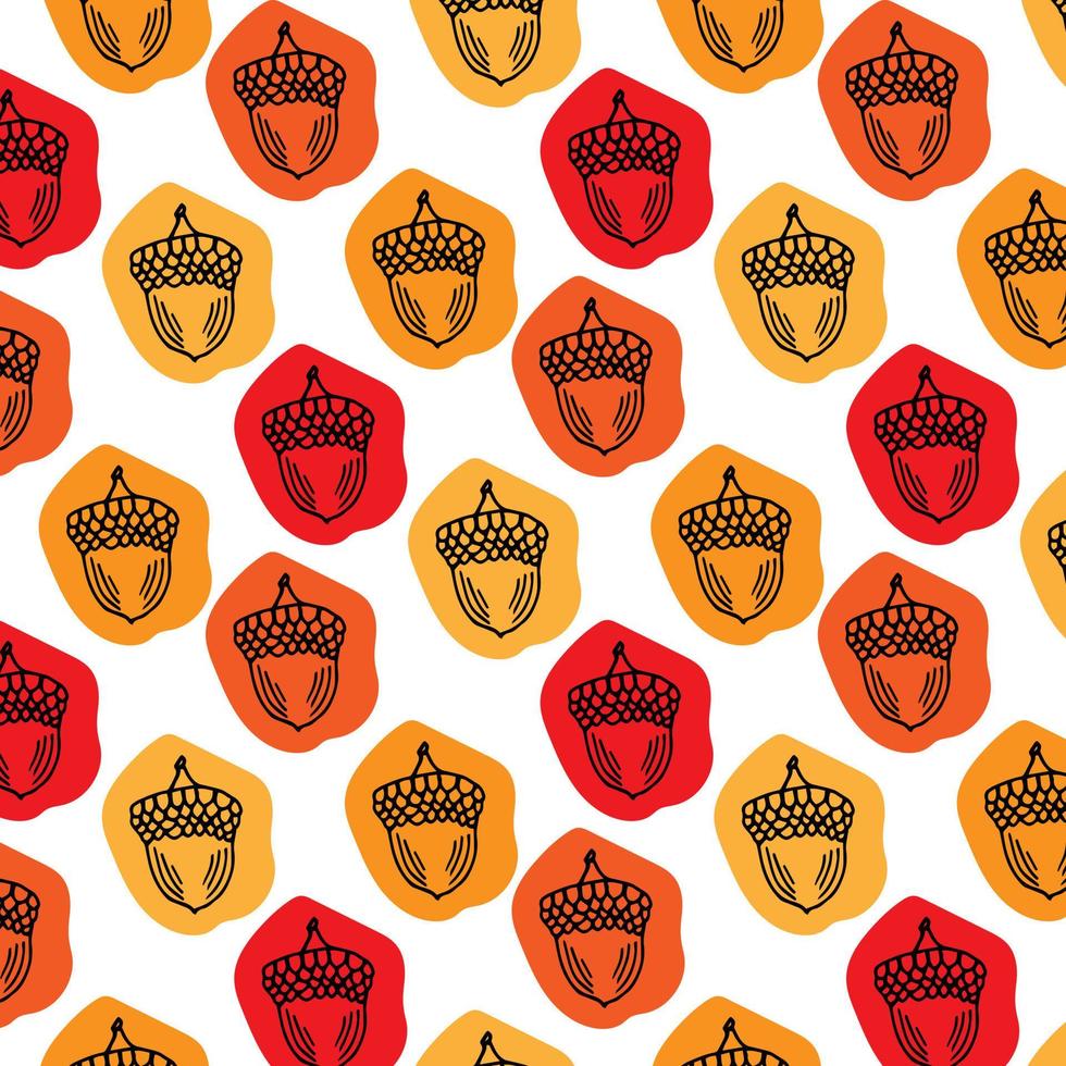 Seamless pattern with acorns autumn oak leaves . pattern fills, web page background, autumn greeting card. vector