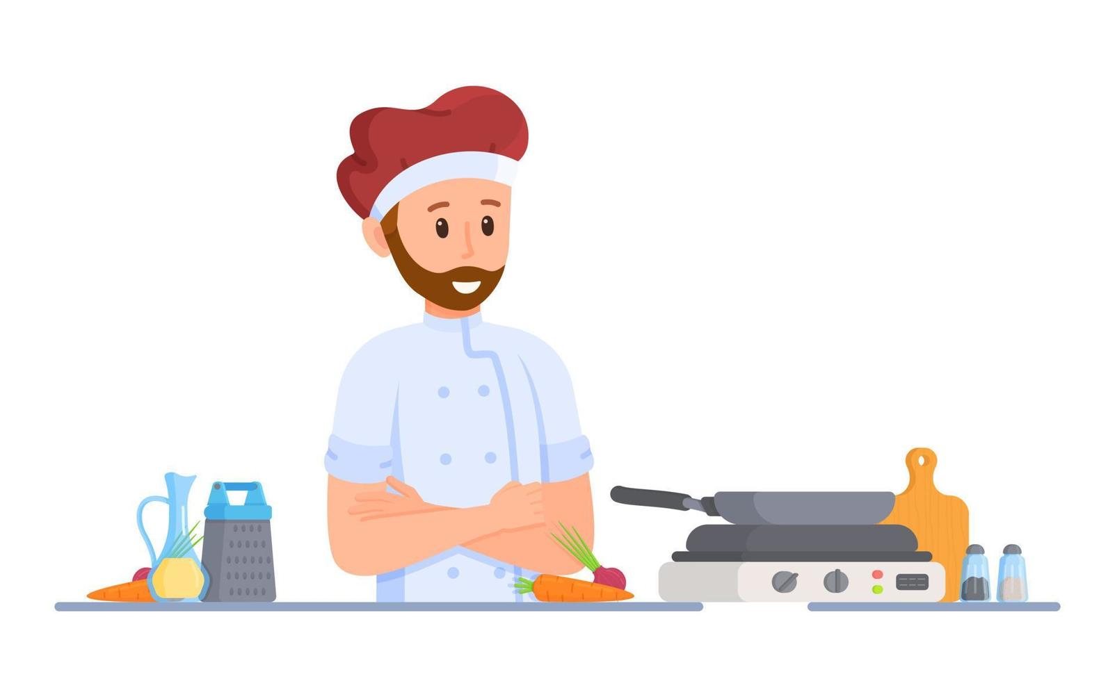 ilustración vectorial de cocinero piceola. un hombre está cocinando una comida. vector