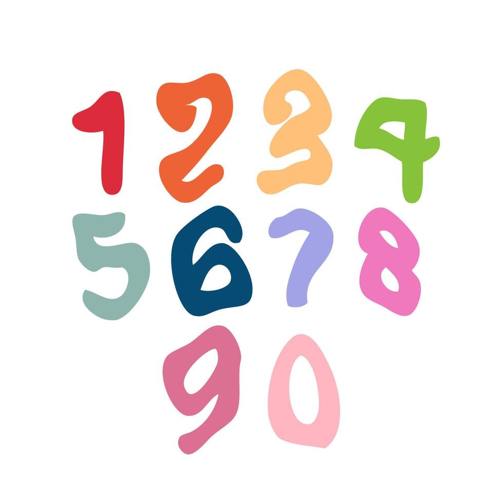 Groovy numbers collection in 1970 retro style. Vector illustration ...