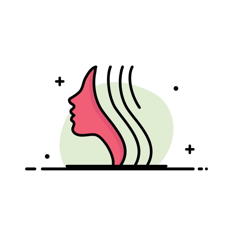 Female Women Girl Face Business Logo Template Flat Color vector