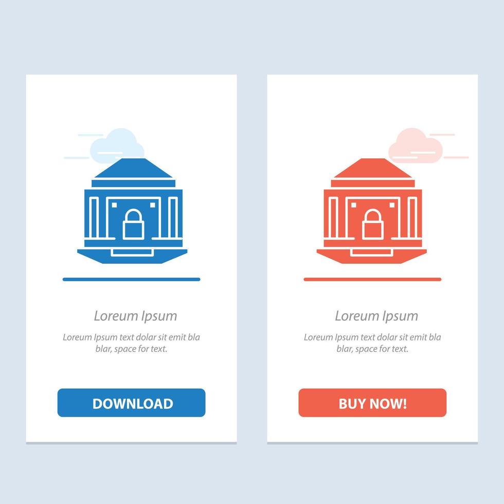 Bank Banking Internet Lock Security  Blue and Red Download and Buy Now web Widget Card Template vector