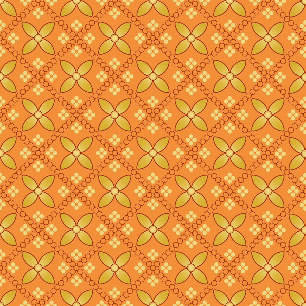 batik flower background with orange and brown color great for mockup, print vector