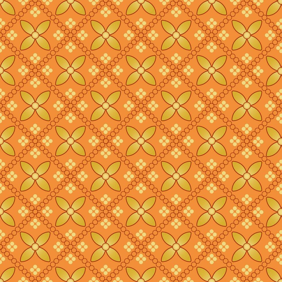 fondo de flores de batik con color naranja y marrón ideal para maqueta, impresión vector