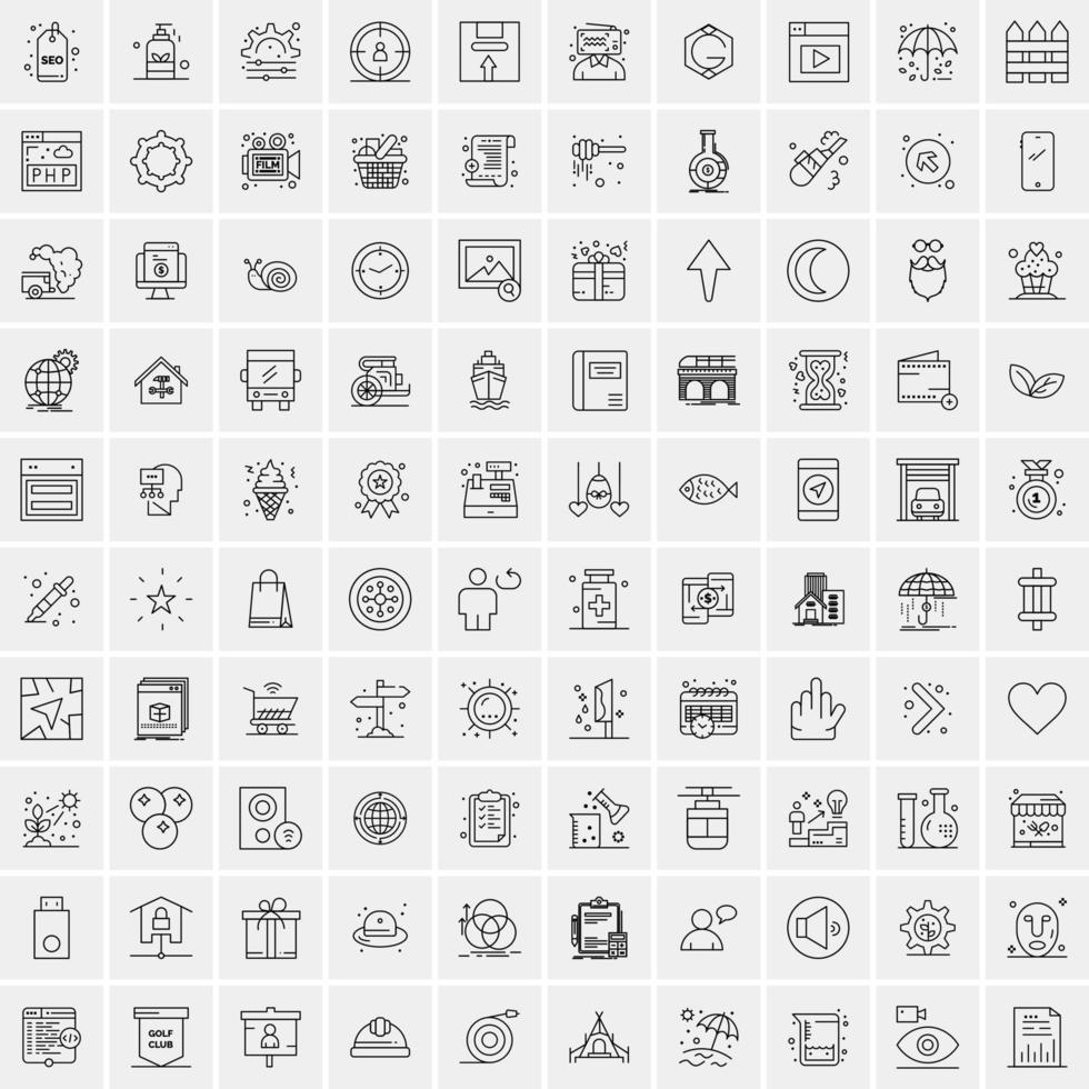 Pack of 100 Universal Line Icons for Mobile and Web vector