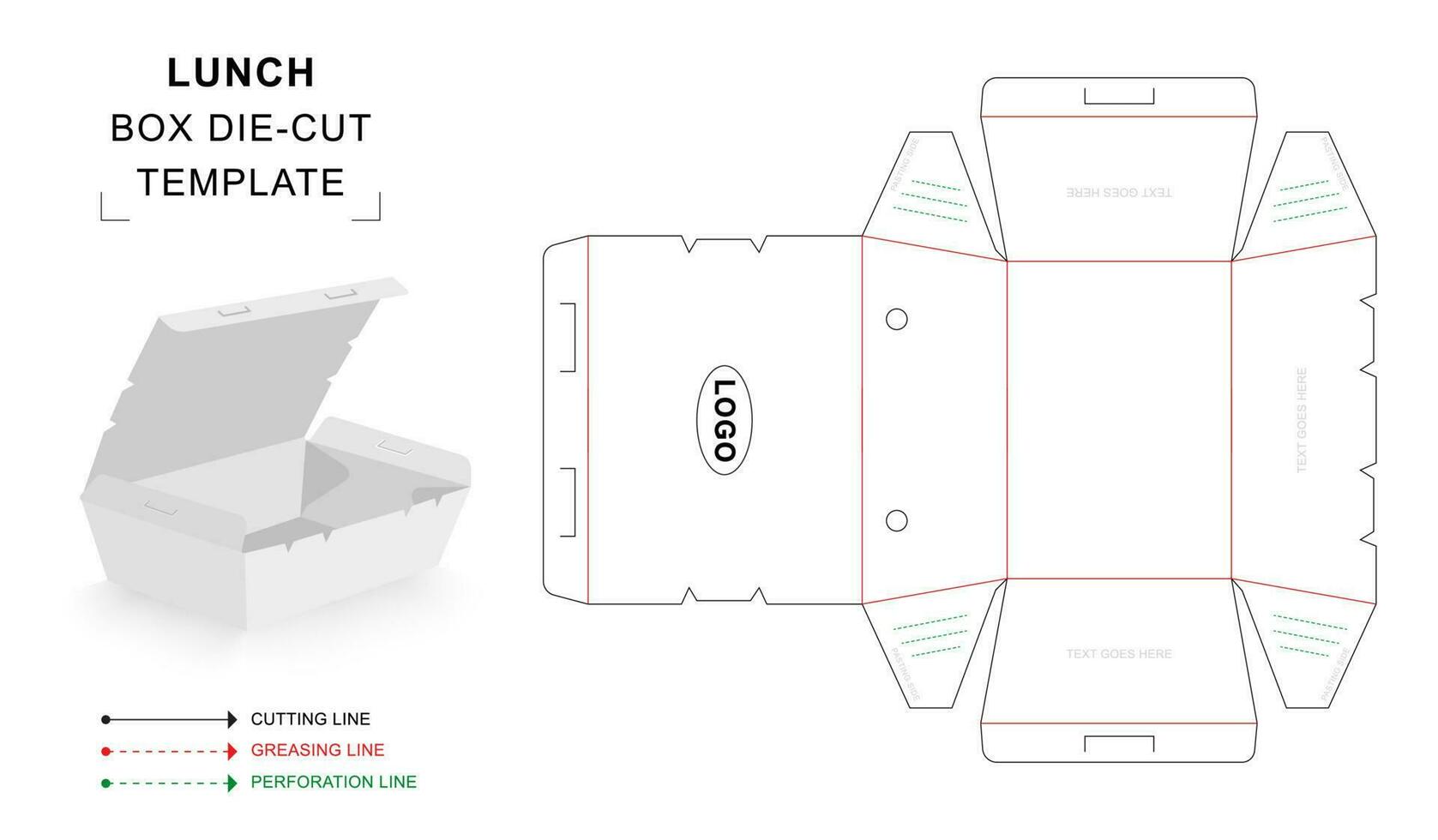 Lunch box die cut template vector