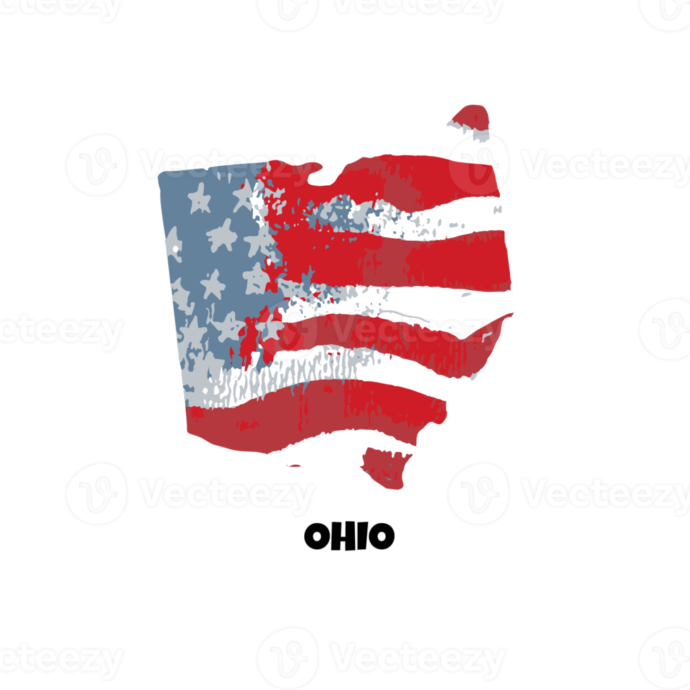 Verenigde Staten van Amerika staat Ohio. staat silhouet, waterverf Amerikaans vlag achtergrond. png