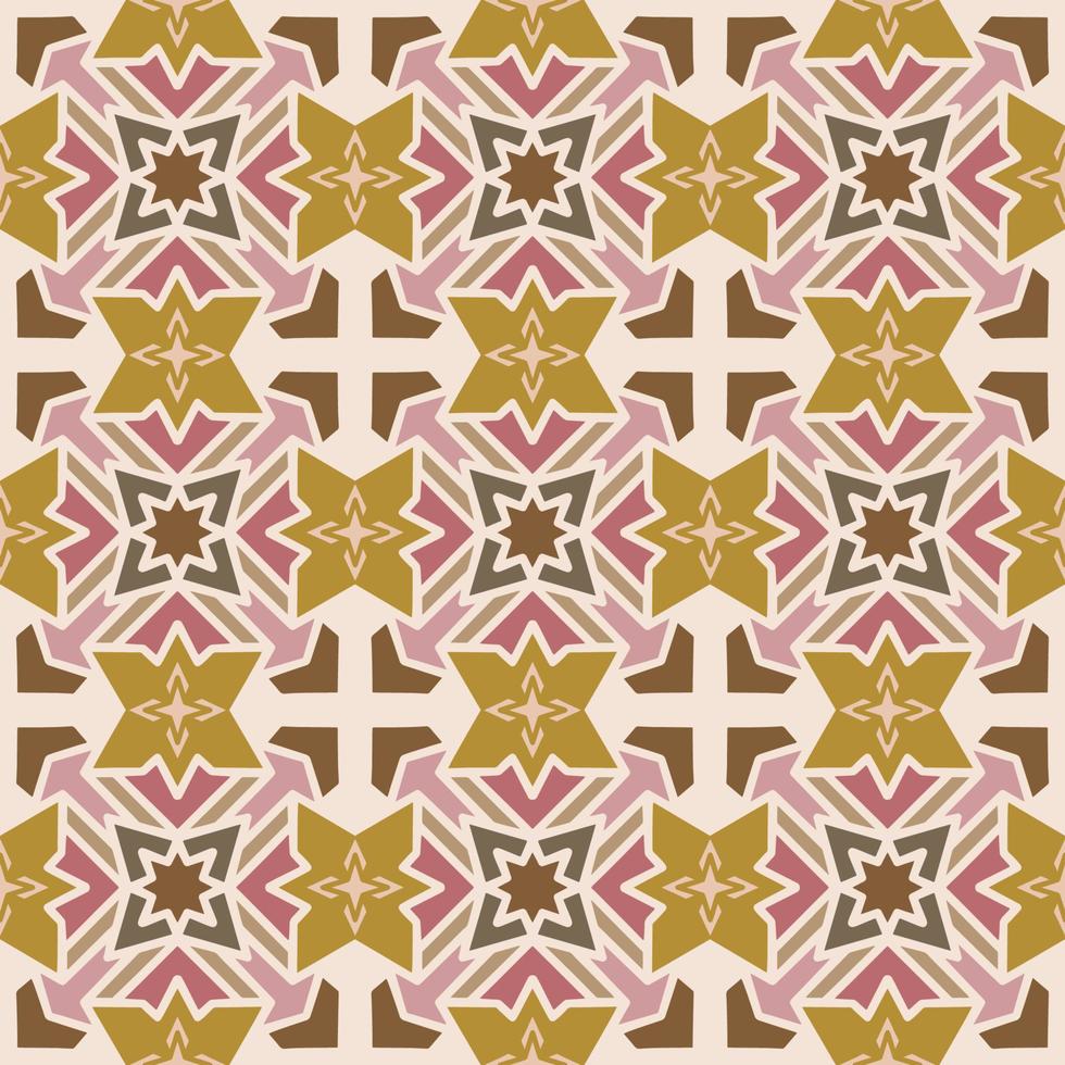 Geometric Seamless Pattern with Tribal Shape. Pattern designed in Ikat, Aztec, Moroccan, Thai, Luxury Arabic Style. Ideal for Fabric Garment, Ceramics, Wallpaper. Vector Illustration.