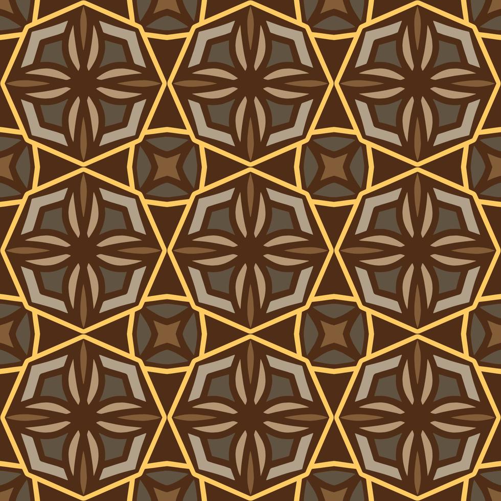 Brown Geometric Seamless Pattern with Tribal Shape. Designed in Ikat, Boho, Aztec, Folk, Motif, Luxury Arabic Style. Ideal for Fabric Garment, Ceramics, Wallpaper. Vector Illustration