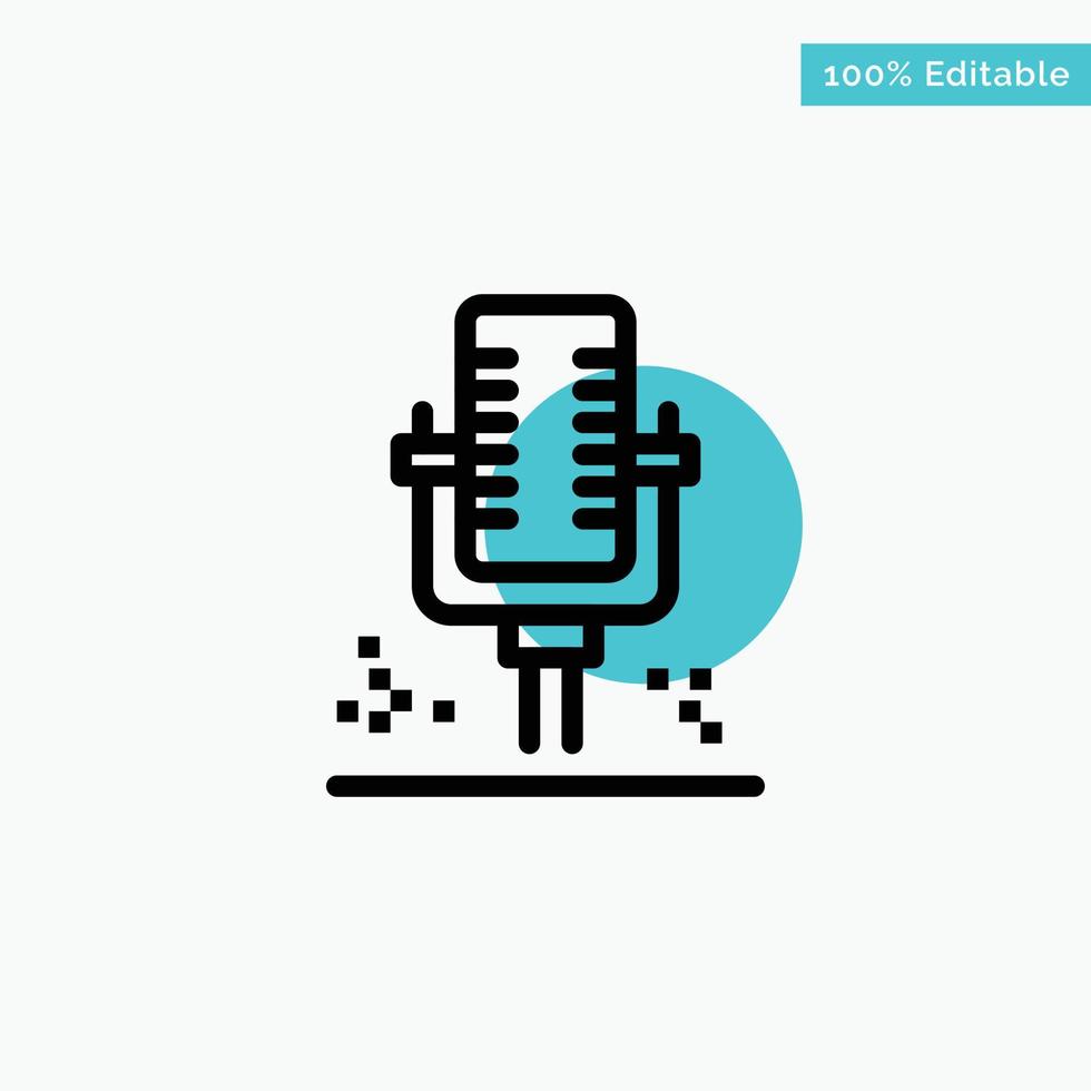 Mic Microphone Professional Recording turquoise highlight circle point Vector icon