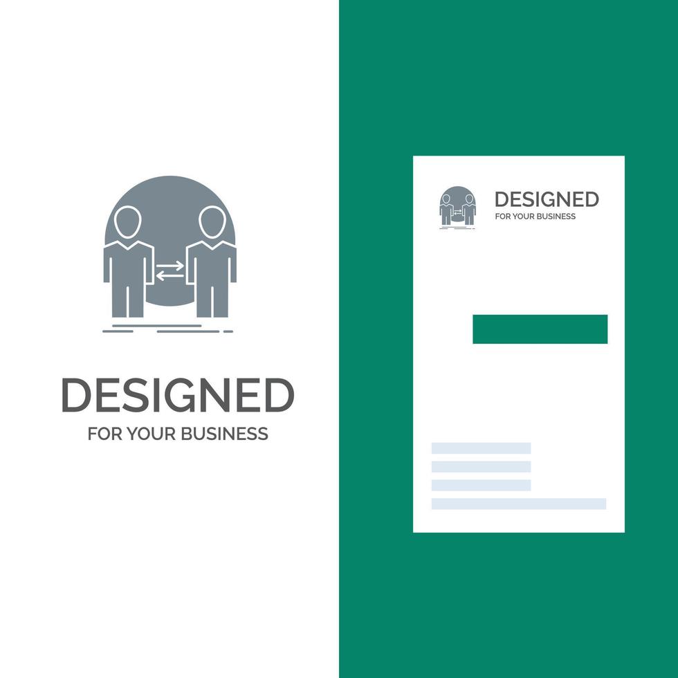 Man Clone User Identity Duplicate Grey Logo Design and Business Card Template vector