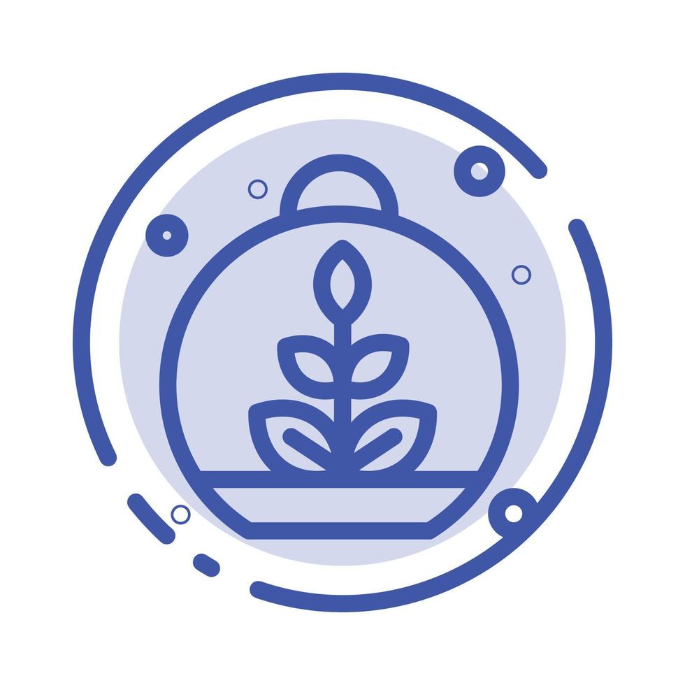 Growing Leaf Plant Spring Blue Dotted Line Line Icon vector