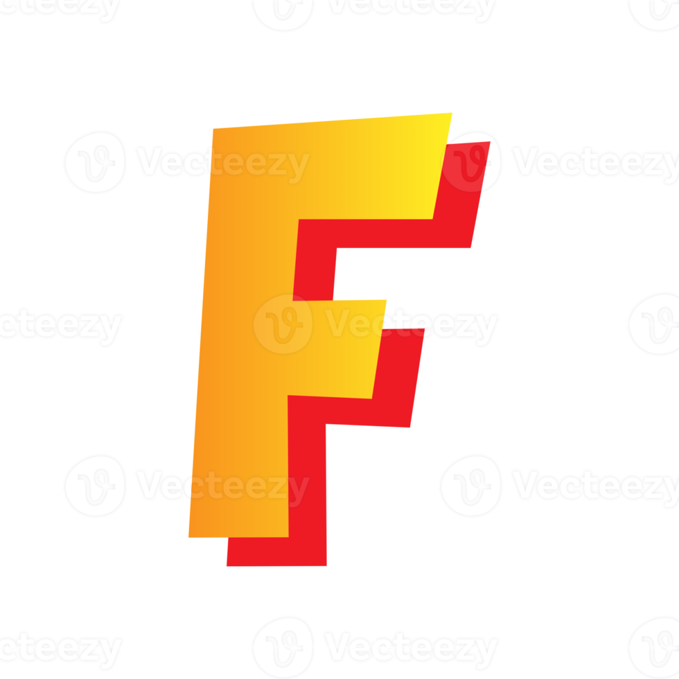 Letter f, comic style typeface with transparent background. png file