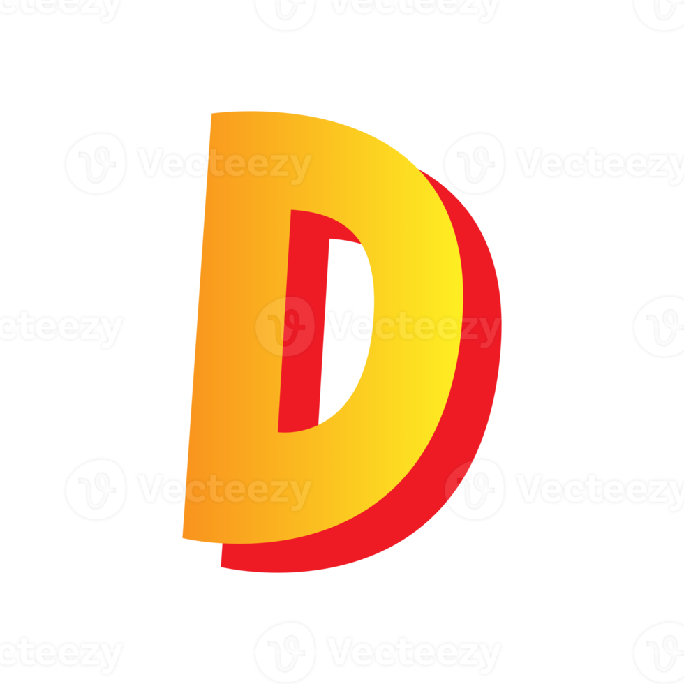Letter d, comic style typeface with transparent background. png file