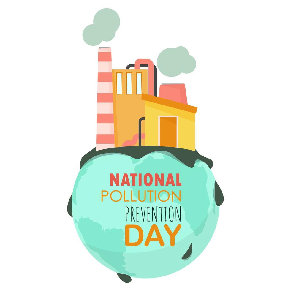 Planet Earth and a factory with chimney exhausts as a symbol against environmental pollution vector