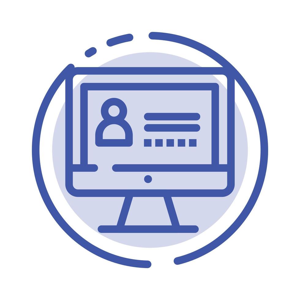 Computer Internet Security Blue Dotted Line Line Icon vector