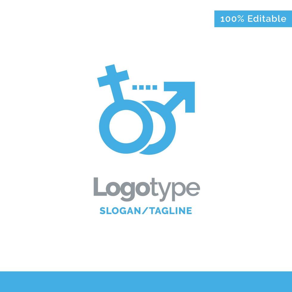 Gender Male Female Symbol Blue Solid Logo Template Place for Tagline vector