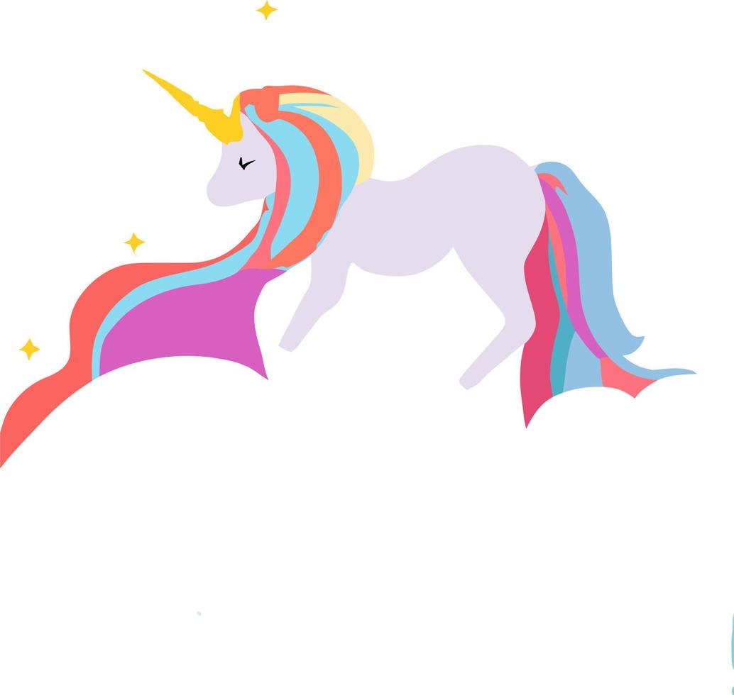 Pretty Unicorn with Long Hair Illustration vector