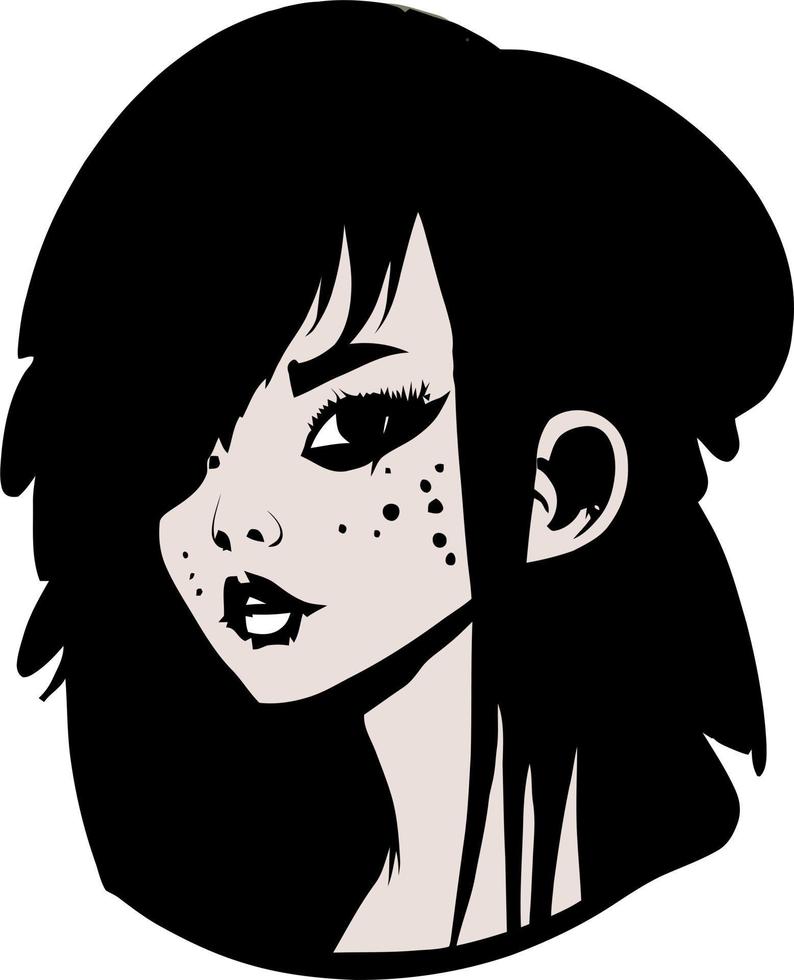 Punk Goth Girl Head Illustration vector