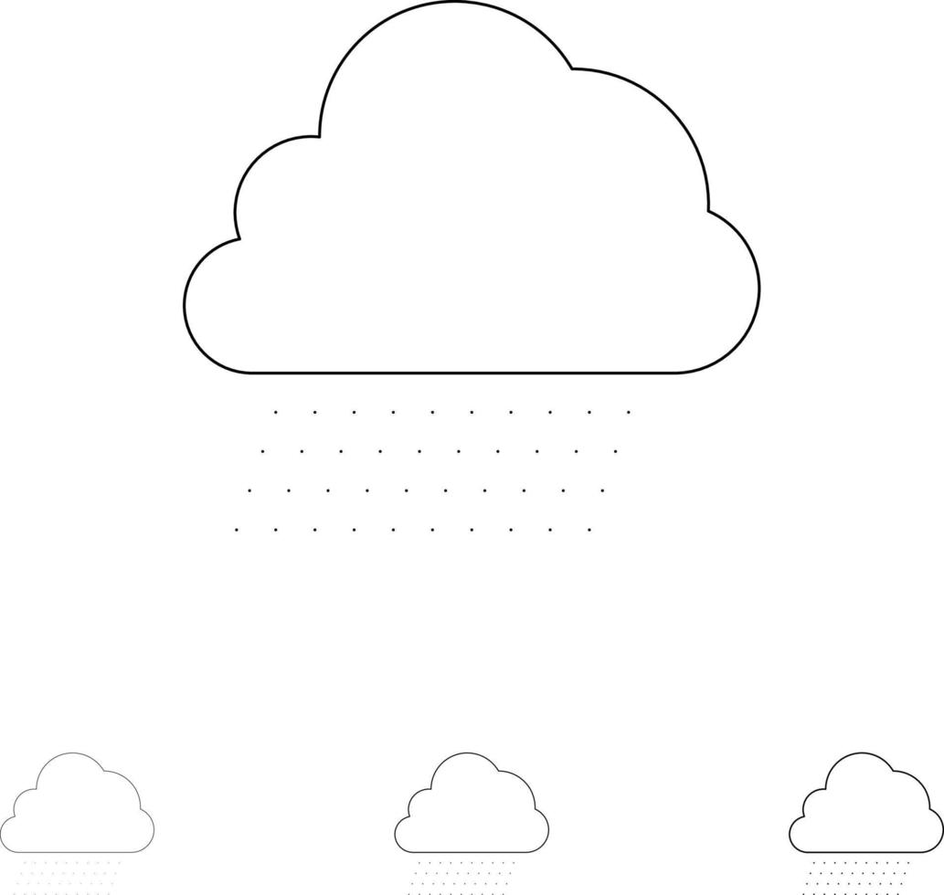 Sky Rain Cloud Nature Spring Bold and thin black line icon set vector