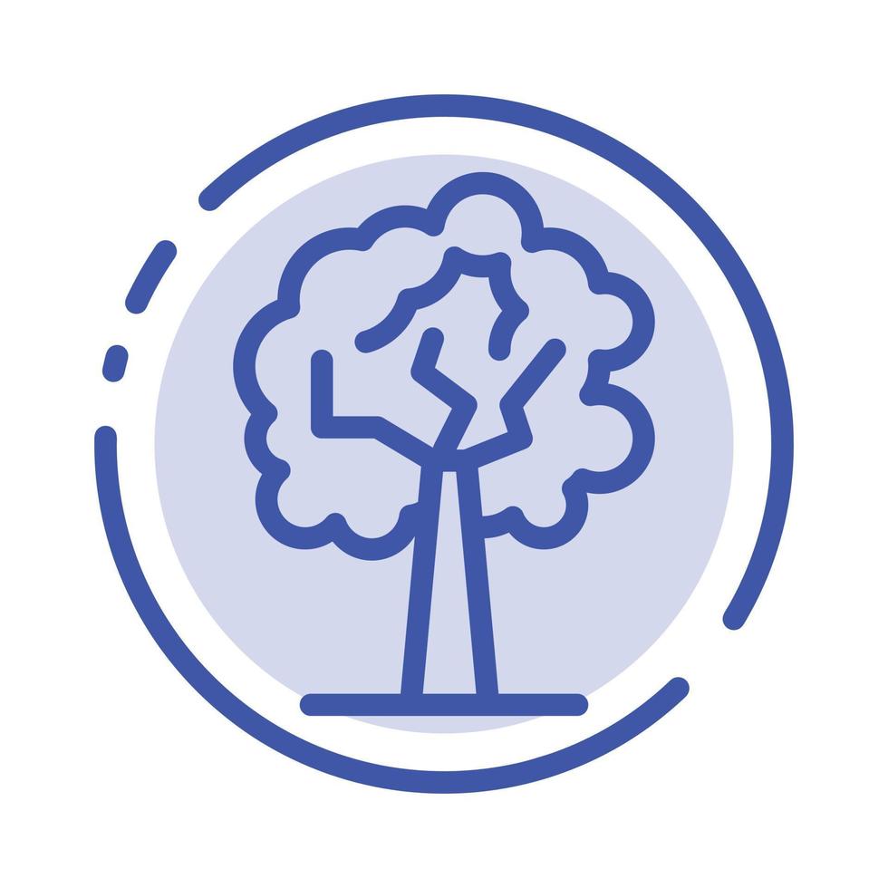 árbol planta crecimiento línea punteada azul icono de línea vector