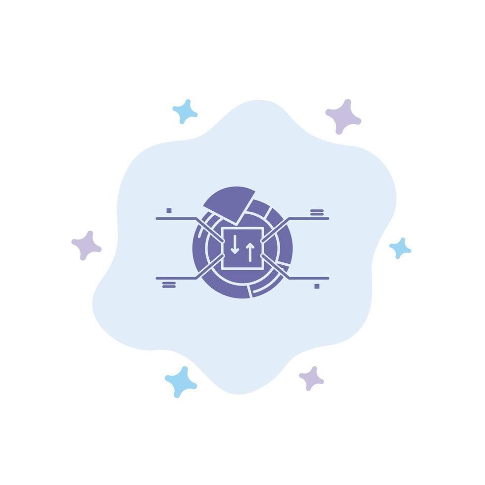 Pie Chart Report Percentage Blue Icon on Abstract Cloud Background vector