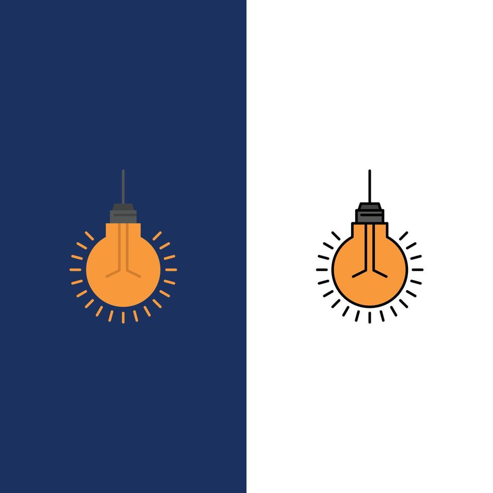 Light Bulb Idea Tips Suggestion  Icons Flat and Line Filled Icon Set Vector Blue Background